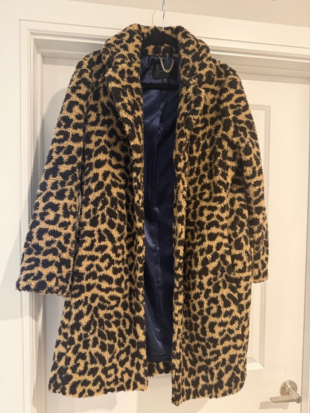 J. Crew Leopard Print Teddy Coat in Tan and Black